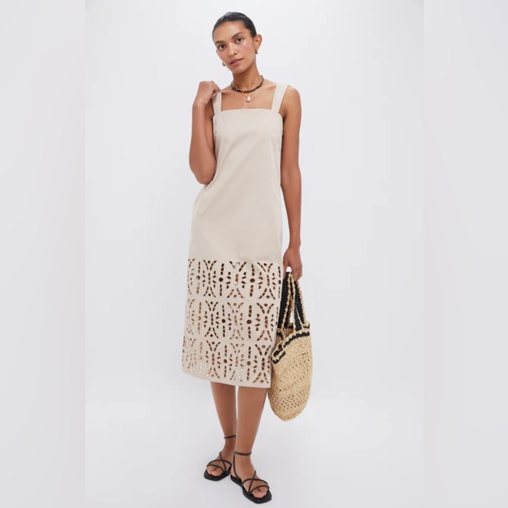 Tuckernuck Beige Midi Dress with Cut-Out Design